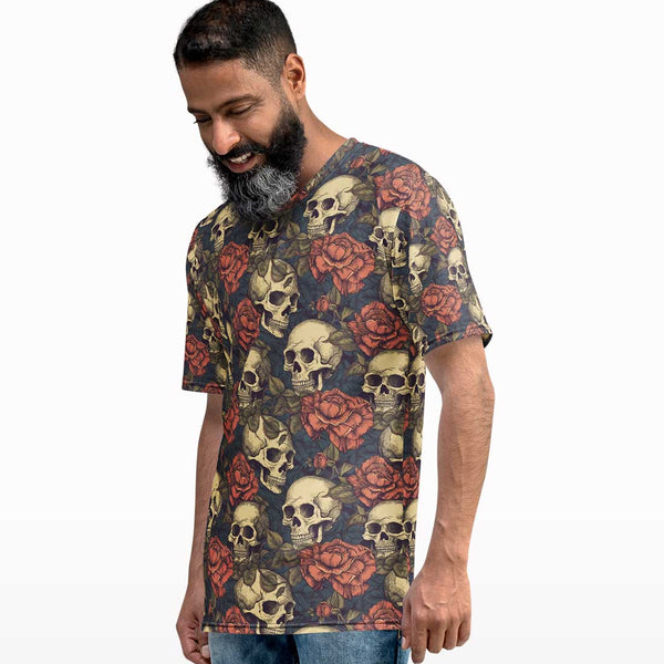 Floral Skull All Over Print T-shirt - Crunk Thread
