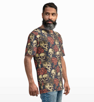 Floral Skull All Over Print T-shirt - Crunk Thread