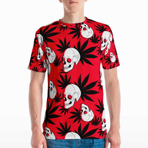 Weed Skull All Over Print T-shirt - Crunk Thread