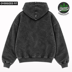 Stoner Embroidered Stone Wash Oversized Hoodie