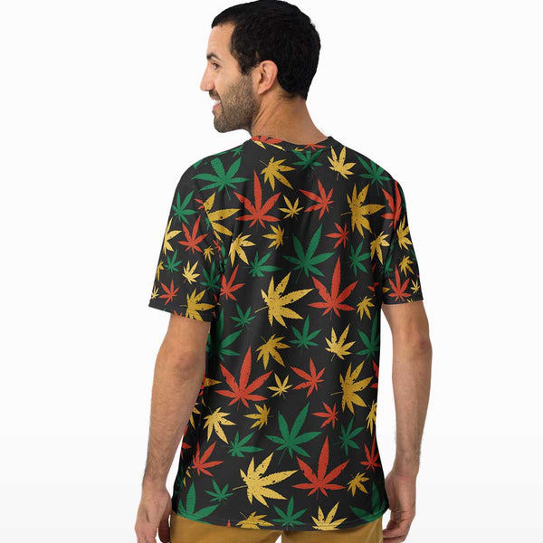 Weed Pattern All Over Print T-shirt - Crunk Thread