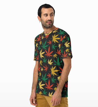 Weed Pattern All Over Print T-shirt - Crunk Thread