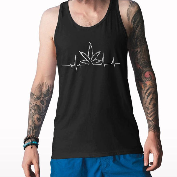 Weed Heartbeat Printed Tank Top - Crunk Thread