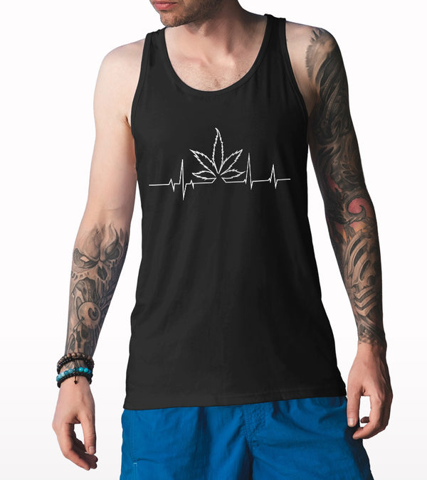 Weed Heartbeat Printed Tank Top