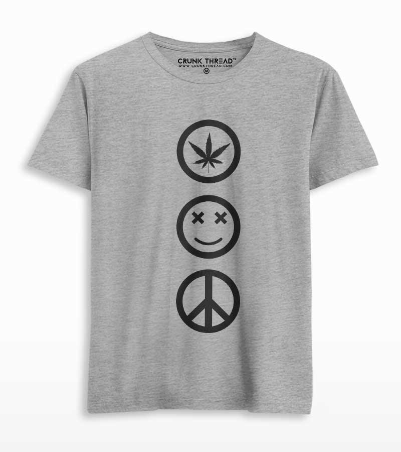 Weed Joy Peace Men's Printed T-shirt - Crunk Thread
