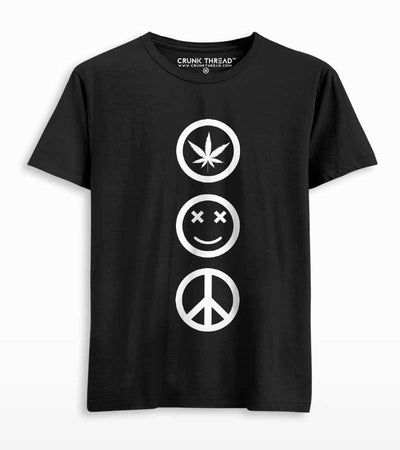 Weed Joy Peace T-shirt Black - On Sale - Crunk Thread