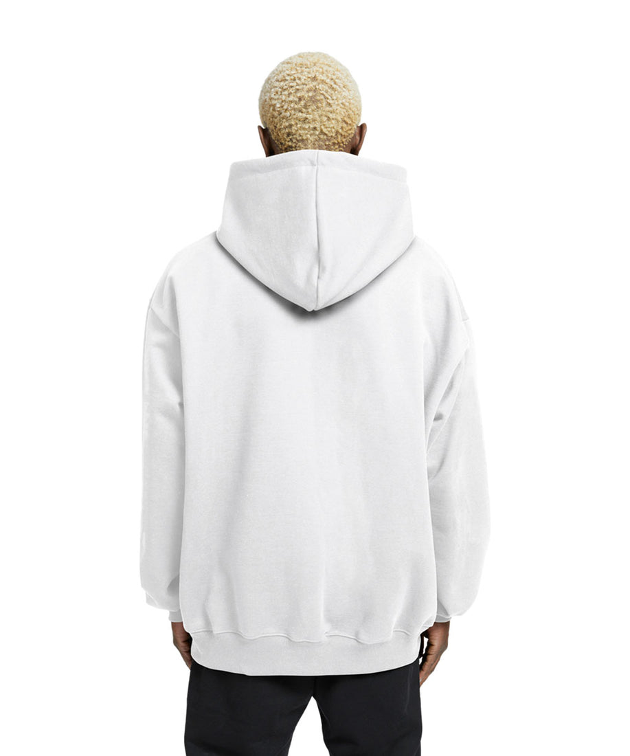 Plain Relaxed Fit Drop Shoulder White Hoodie - Crunk Thread
