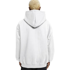 Plain Relaxed Fit Drop Shoulder White Hoodie