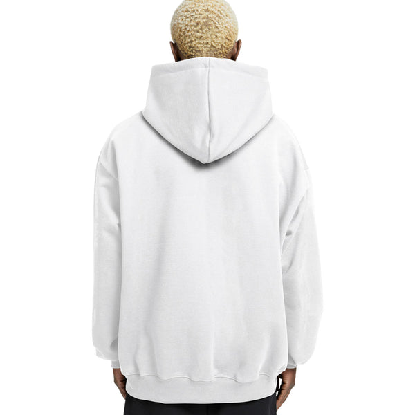 Plain Relaxed Fit Drop Shoulder White Hoodie - Crunk Thread