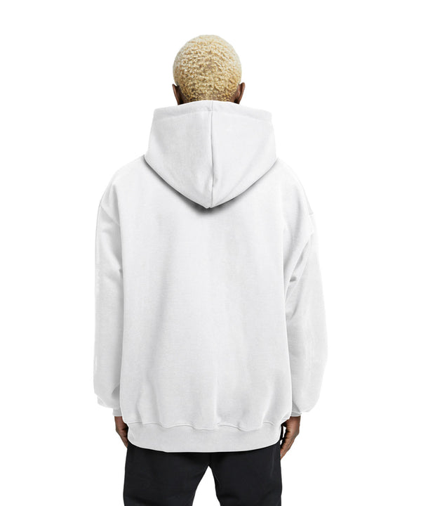 Plain Relaxed Fit Drop Shoulder White Hoodie