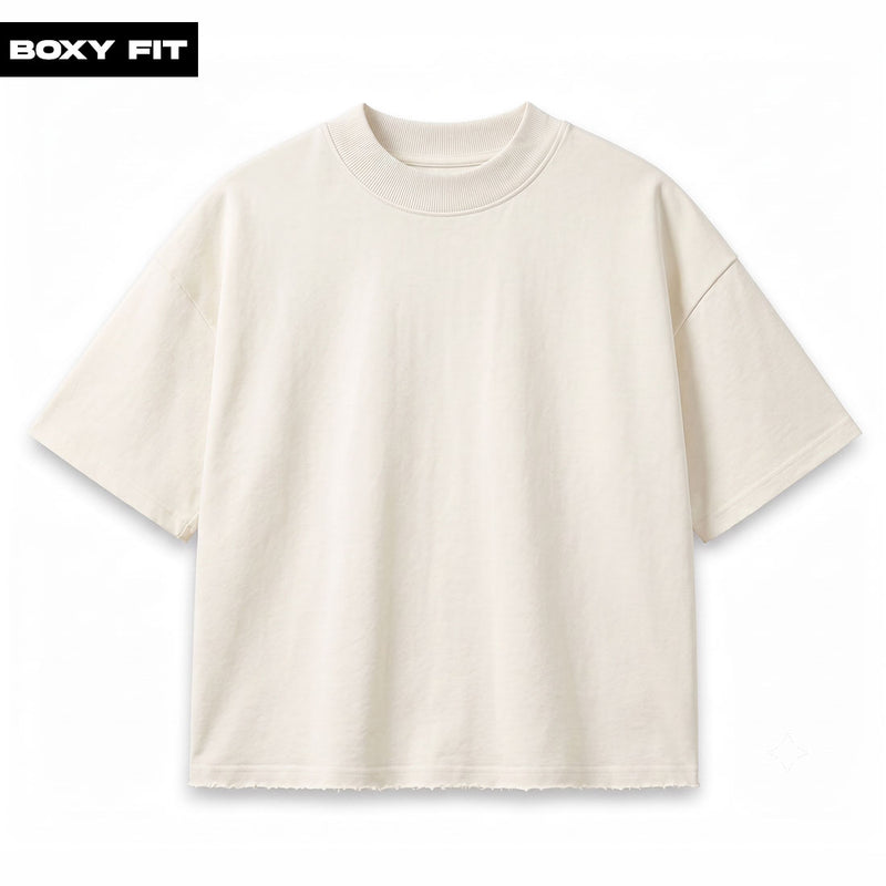 white-plain-boxy-fit-t-shirt-front - Crunk Thread