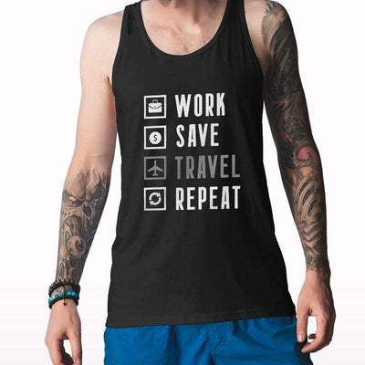 Work Save Travel Repeat Tank Top - Crunk Thread