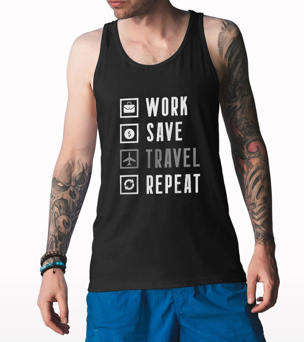 Work Save Travel Repeat Printed Tank Top