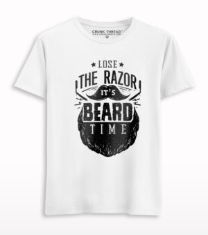 It's Beard Time Print Half Sleeve T-shirt