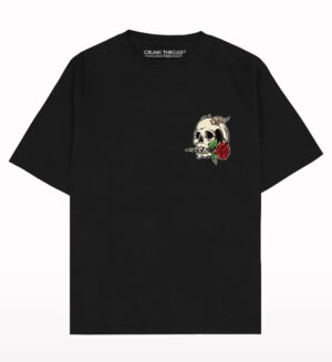 Skull and Rose Drop Shoulder Oversized T-shirt