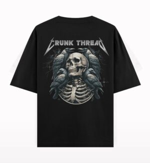 Crunk Thread Skull Heavy Metal Oversized T-shirt Back